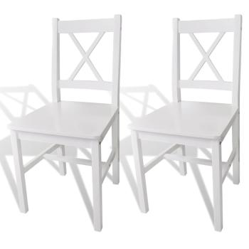 ARDEBO.de - Esszimmerstühle 2 Stk. Weiß Kiefernholz