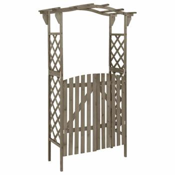 ARDEBO.de - Pergola mit Tor 116x40x204 cm Grau Massivholz Tanne