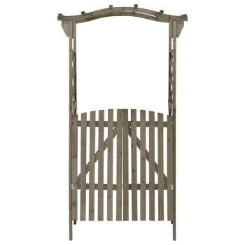 Pergola mit Tor 116x40x204 cm Grau Massivholz Tanne