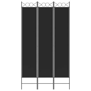 3-tlg. Paravent Schwarz 120x220 cm Stoff