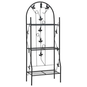 ARDEBO.de - 3-stufiges Pflanzenregal Schwarz 52 x 28 x 128 cm Eisen