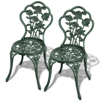 3-tlg. Bistro-Set Aluminiumguss Grün
