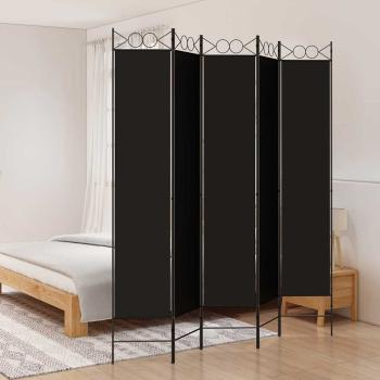 ARDEBO.de - 5-tlg. Paravent Schwarz 200x220 cm Stoff