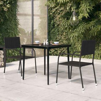 ARDEBO.de - Garten-Esstisch Schwarz 80x80x74 cm Stahl und Glas