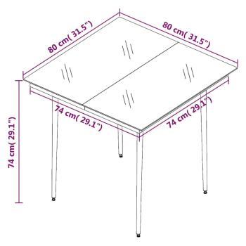 Garten-Esstisch Schwarz 80x80x74 cm Stahl und Glas