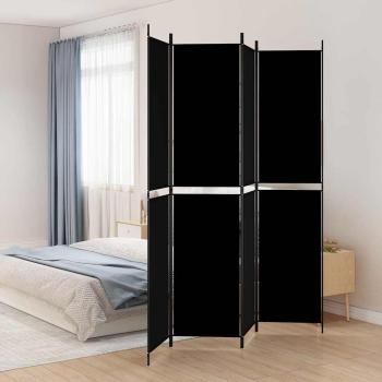 ARDEBO.de - 4-tlg. Paravent Schwarz 200x220 cm Stoff