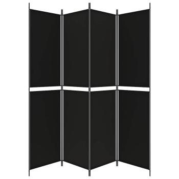 4-tlg. Paravent Schwarz 200x220 cm Stoff