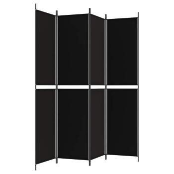 4-tlg. Paravent Schwarz 200x220 cm Stoff