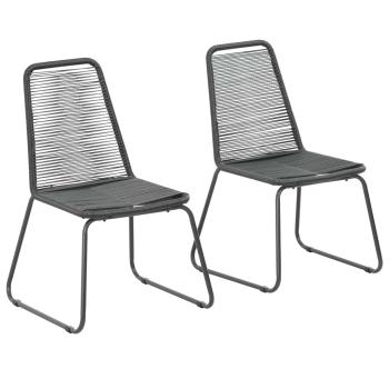 ARDEBO.de - Gartenstühle 2 Stk. Poly Rattan Schwarz