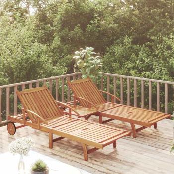 ARDEBO.de - Sonnenliegen 2 Stk. mit Tisch Massivholz Akazie