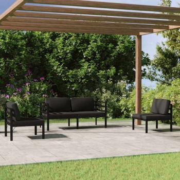 ARDEBO.de - 4-tlg. Garten-Lounge-Set mit Kissen Aluminium Anthrazit