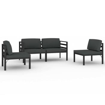 4-tlg. Garten-Lounge-Set mit Kissen Aluminium Anthrazit