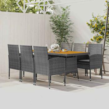 ARDEBO.de - 7-tlg. Garten-Essgruppe Poly Rattan Grau
