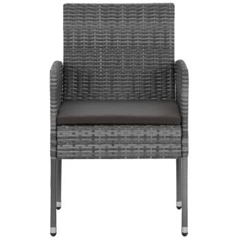 7-tlg. Garten-Essgruppe Poly Rattan Grau