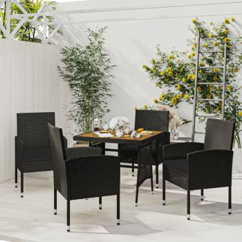 ARDEBO.de - 5-tlg. Garten-Essgruppe Poly Rattan Schwarz