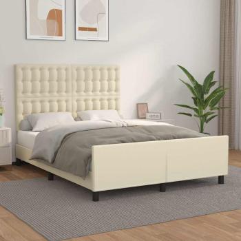 ARDEBO.de - Bettgestell mit Kopfteil Creme 140x190 cm Kunstleder