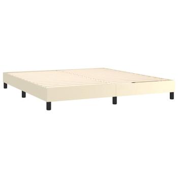 Boxspringbett mit Matratze & LED Creme 160x200 cm Kunstleder