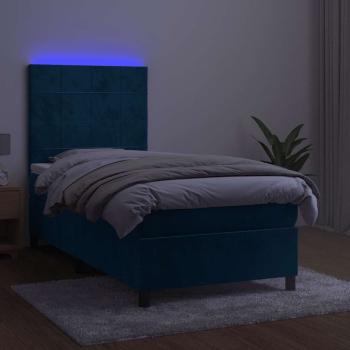 Boxspringbett mit Matratze & LED Dunkelblau 80x200 cm Samt
