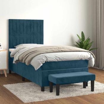 ARDEBO.de - Boxspringbett mit Matratze Dunkelblau 80x200 cm Samt