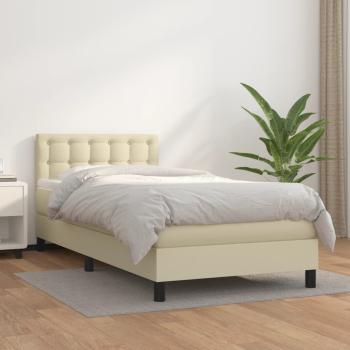 ARDEBO.de - Boxspringbett mit Matratze Creme 90x190 cm Kunstleder