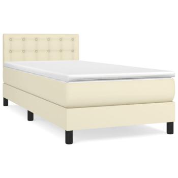 Boxspringbett mit Matratze Creme 90x190 cm Kunstleder
