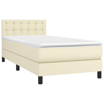 Boxspringbett mit Matratze Creme 90x190 cm Kunstleder