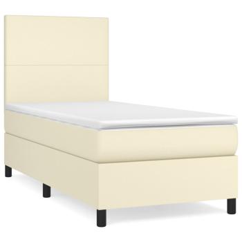 Boxspringbett mit Matratze Creme 90x190 cm Kunstleder