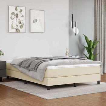 ARDEBO.de - Boxspringbett mit Matratze Creme 140x190 cm Kunstleder
