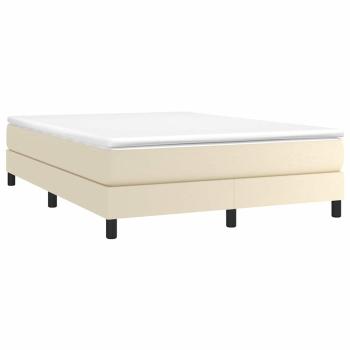Boxspringbett mit Matratze Creme 140x190 cm Kunstleder