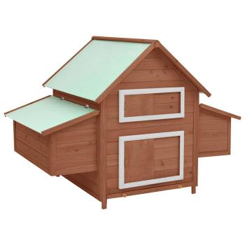 ARDEBO.de - Hühnerstall Mokka und Weiß 150x96x110 cm Massivholz Tanne
