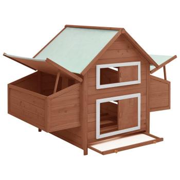 Hühnerstall Mokka und Weiß 150x96x110 cm Massivholz Tanne