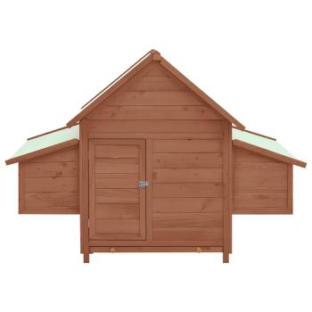 Hühnerstall Mokka und Weiß 150x96x110 cm Massivholz Tanne