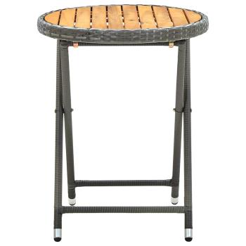 Beistelltisch Grau 60 cm Poly Rattan und Akazie Massivholz