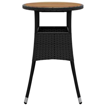 Gartentisch Ø60x75 cm Akazienholz und Poly Rattan Schwarz