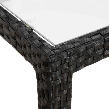 Gartentisch 150x90x75 cm Gehärtetes Glas Poly Rattan Schwarz