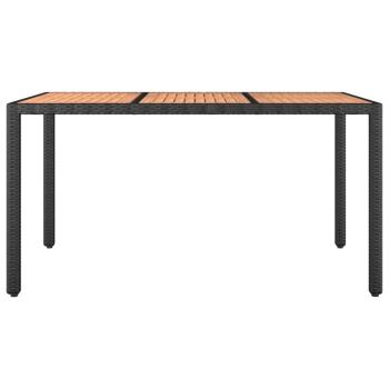 Gartentisch mit Holzplatte Schwarz Poly Rattan & Akazienholz