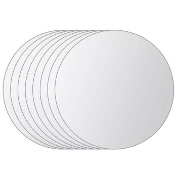 8-tlg. Spiegelfliesen-Set Rund Glas