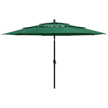 ARDEBO.de - Sonnenschirm mit Aluminium-Mast 3-lagig Grün 3,5 m