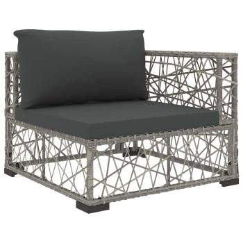 5-tlg. Garten-Lounge-Set mit Kissen Poly Rattan Grau