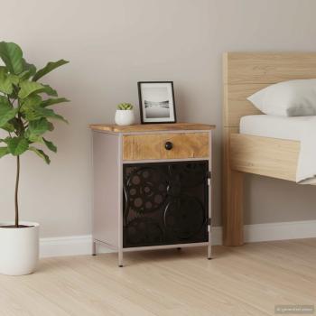 ARDEBO.de - Nachttisch 40x30x50 cm Raues Mangoholz