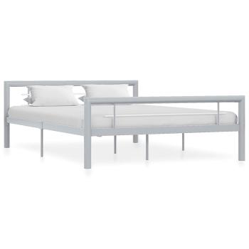 ARDEBO.de - Bettgestell Grau und Weiß Metall 160 × 200 cm