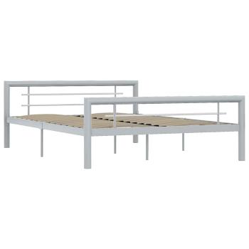 Bettgestell Grau und Weiß Metall 160 × 200 cm