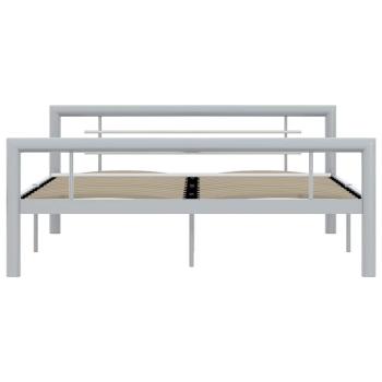 Bettgestell Grau und Weiß Metall 160 × 200 cm