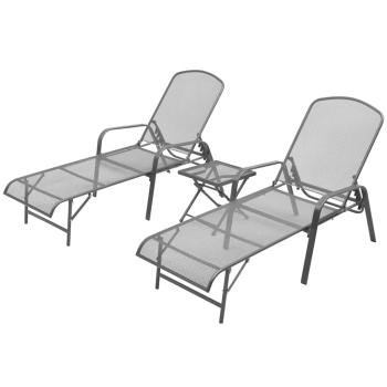 ARDEBO.de - Sonnenliegen 2 Stk. mit Tisch Stahl Anthrazit