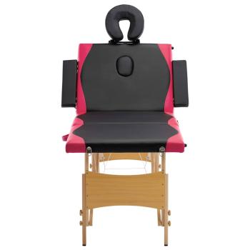 Massageliege Klappbar 4-Zonen mit Holzgestell Schwarz und Rosa