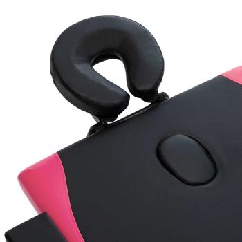 Massageliege Klappbar 4-Zonen mit Holzgestell Schwarz und Rosa