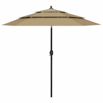 ARDEBO.de - Sonnenschirm mit Aluminium-Mast 3-lagig Taupe 2,5 m