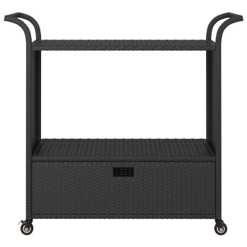 Barwagen mit Schublade Schwarz 100x45x97 cm Poly Rattan