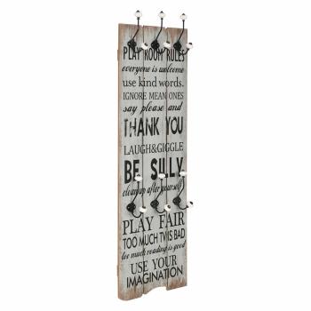 ARDEBO.de - Wandgarderobe mit 6 Haken 120 x 40 cm "THANK YOU"