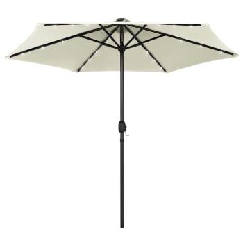 ARDEBO.de - Sonnenschirm mit LED-Beleuchtung und Alu-Mast 270 cm Sandweiß